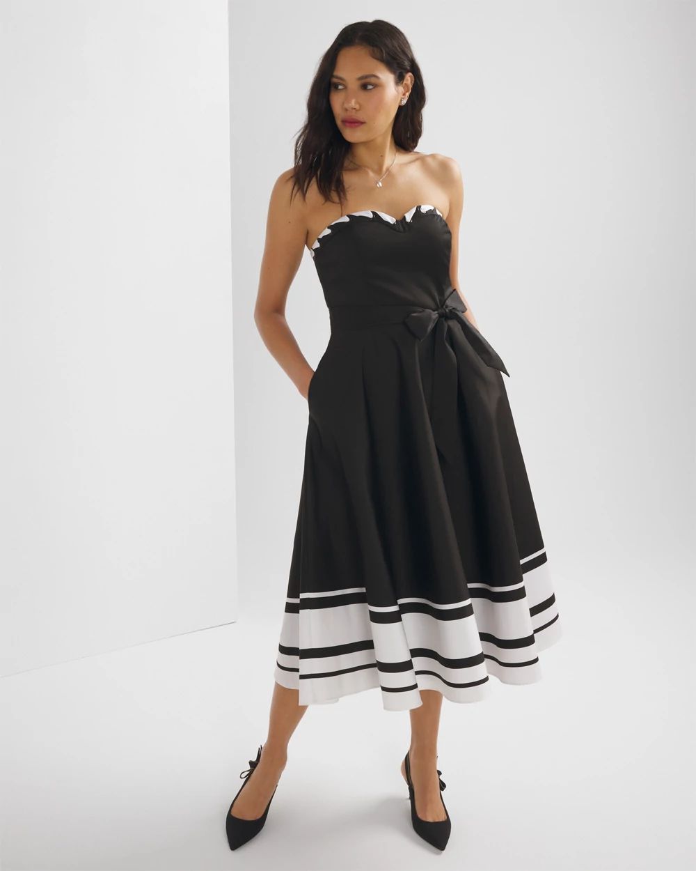Black and white strapless dress 2025